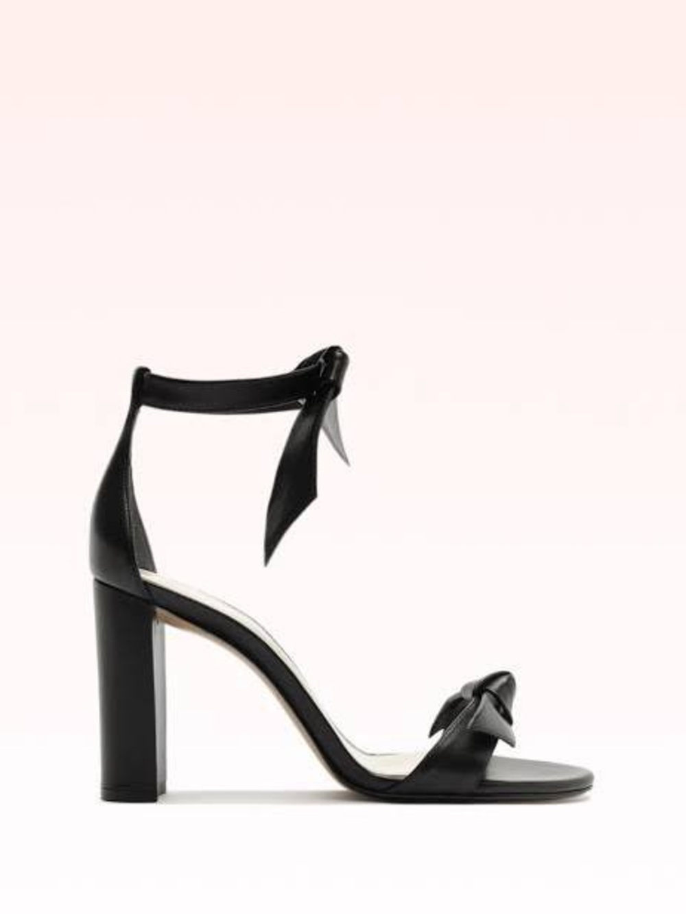 Alexandre Birman Black Leather Bow Ankle Strap Heels Size 36.5